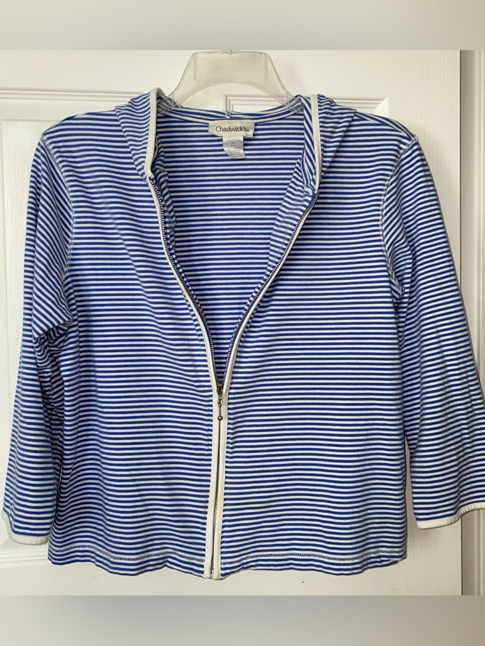 Chadwicks Blue and White Striped Zip Hoodie